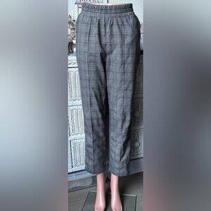 Abercrombie & Fitch Casual Pants Hi-Rise Relax Fit in Grey Blue Windowpane Sz. S